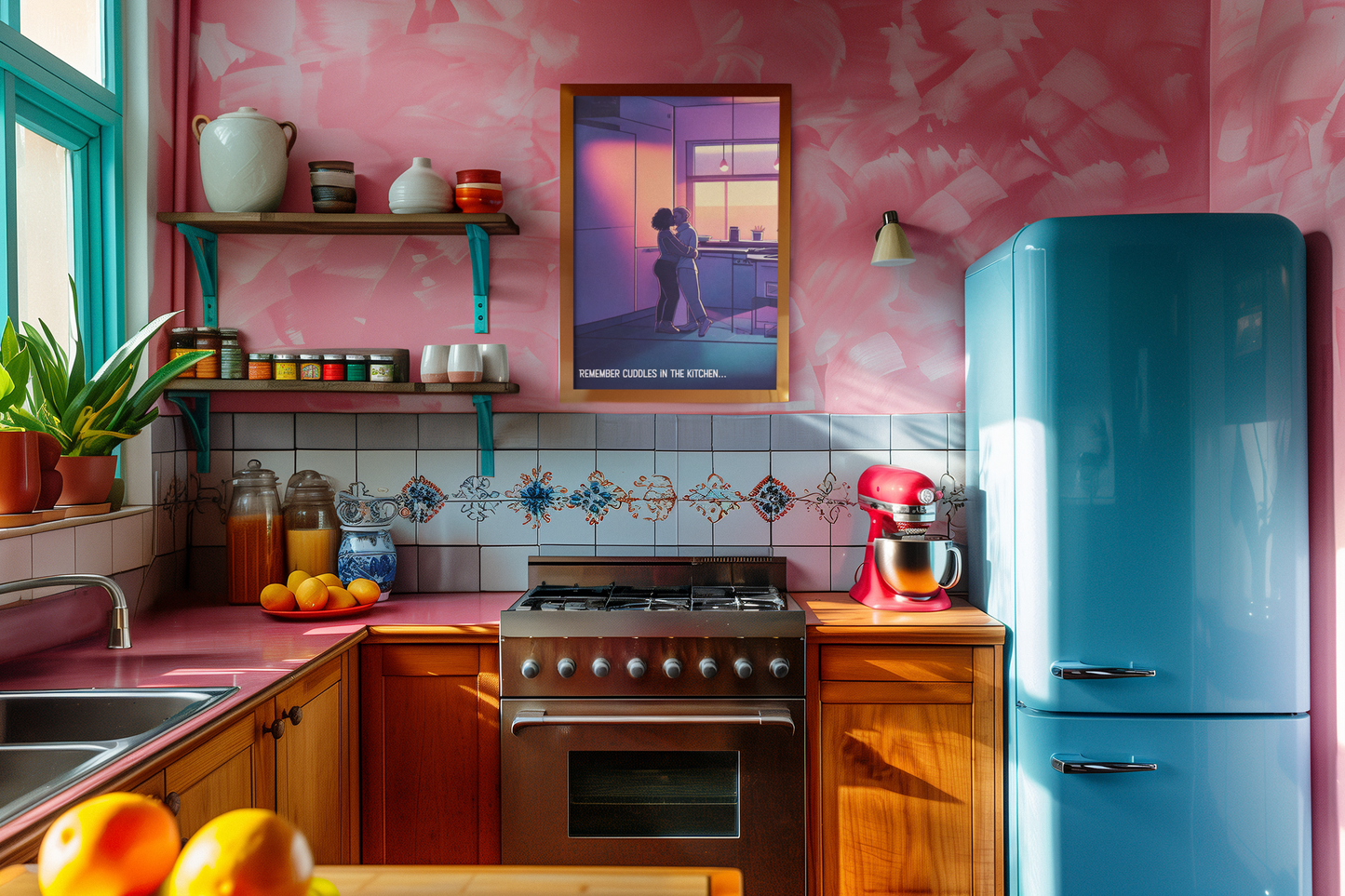 Cuddles In The Kitchen | Poster